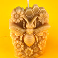 Large Bee and Flowers Candle